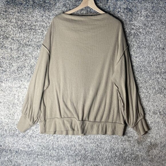 We The Free Sweater Womens Large Tan Oversized Ribbed Pullover Drop Shoulder Top - Picture 7 of 7